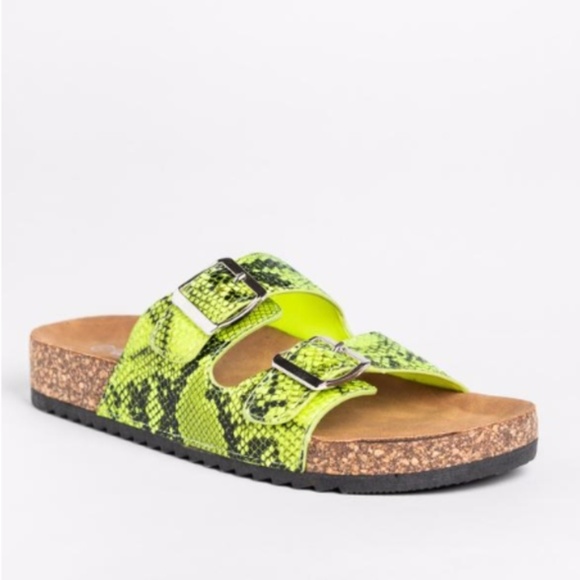 LAST ONE SIZE 10 "Snake Bite" Sandals - Neon Green - Picture 2 of 4